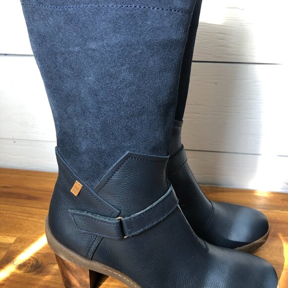 Women's Size 9 El Naturalista Blue Suede Boots - Picture 2 of 6
